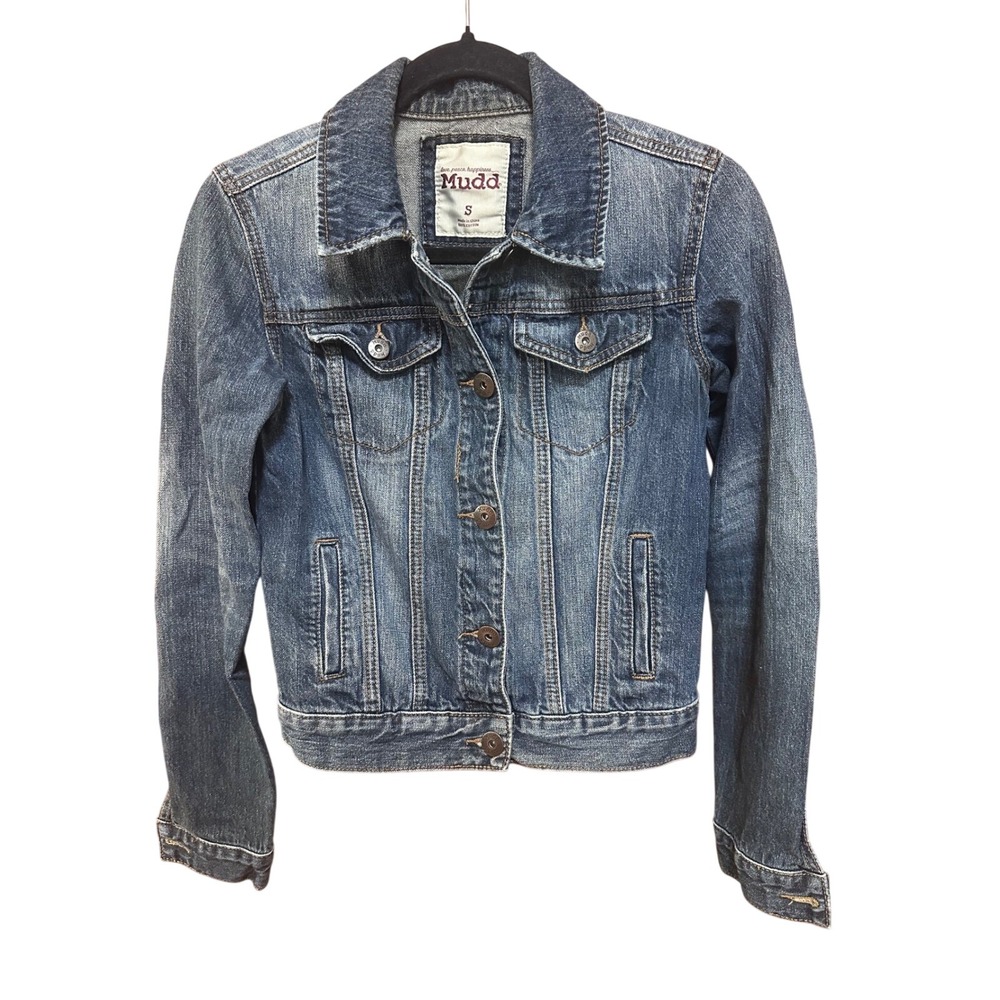 Mudd Womens Blue Denim Trucker Jacket Medium Wash Cotton‎ Size Small